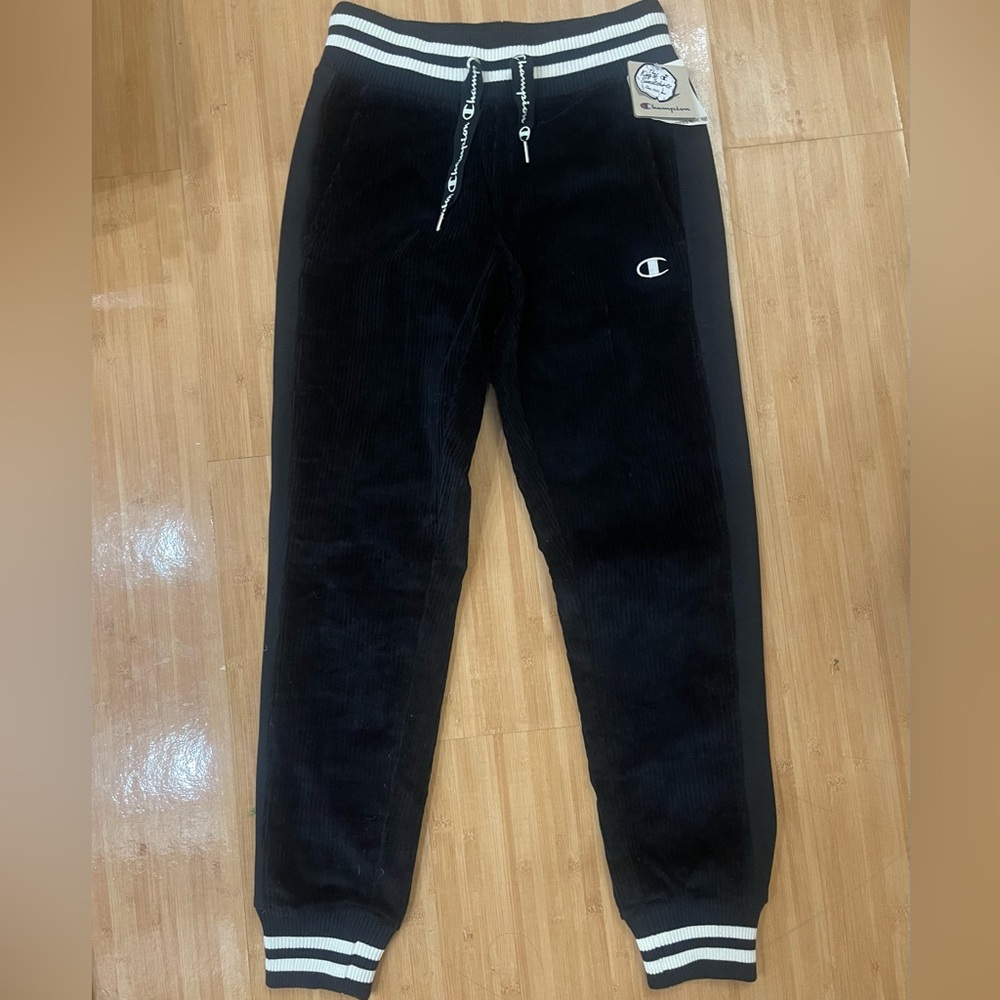 Champion Reverse Weave Corduroy‎ Joggers Black+White size Small